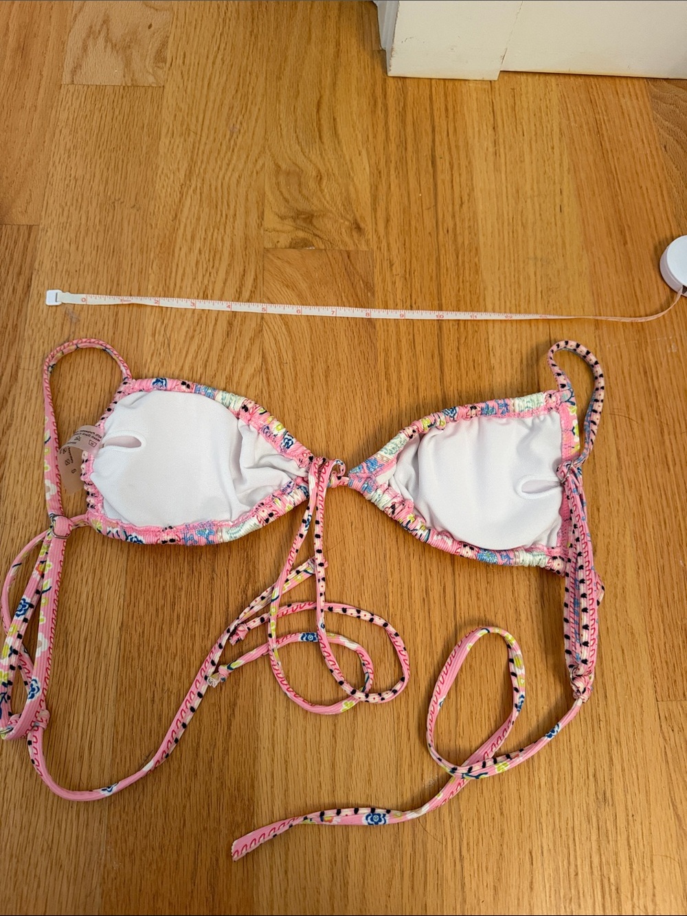 Pink Patterned String Bikini Top - Picture 3 of 4